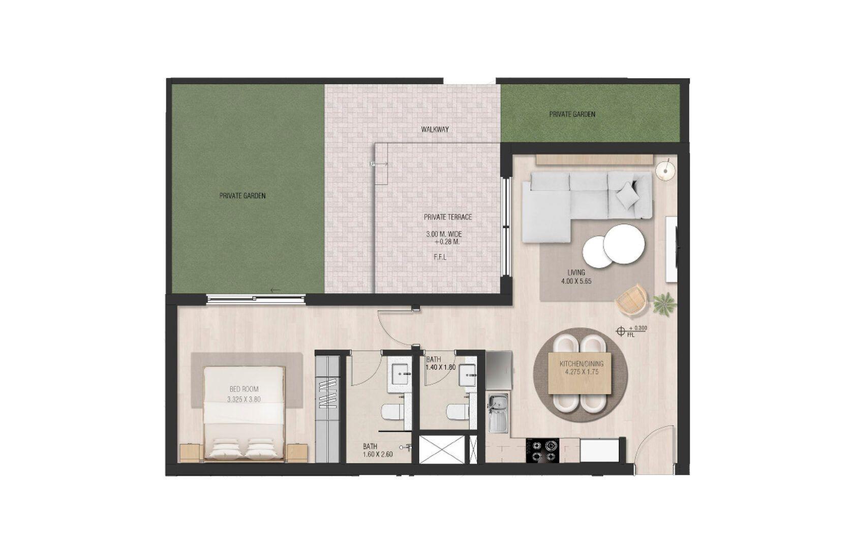 1 Bedroom Condo Type AII