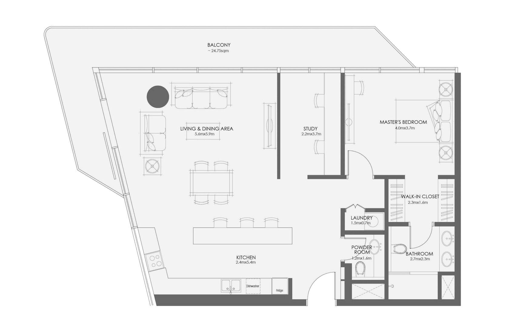 1 Bedroom - Type C