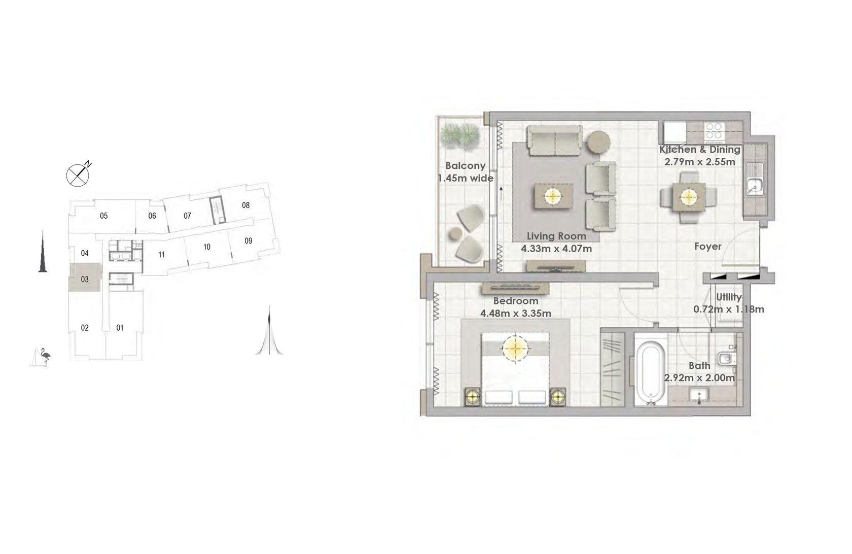 1 BedRoom - Unit 03 - Levels 01-06
