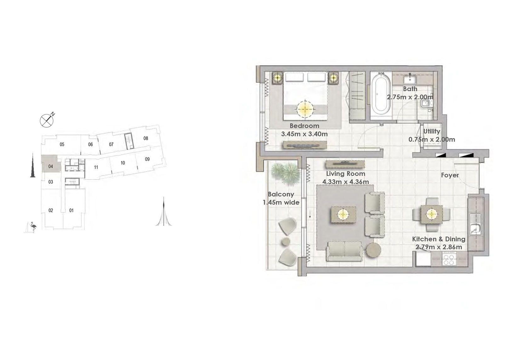1 BedRoom - Unit 04 - Levels 01-06
