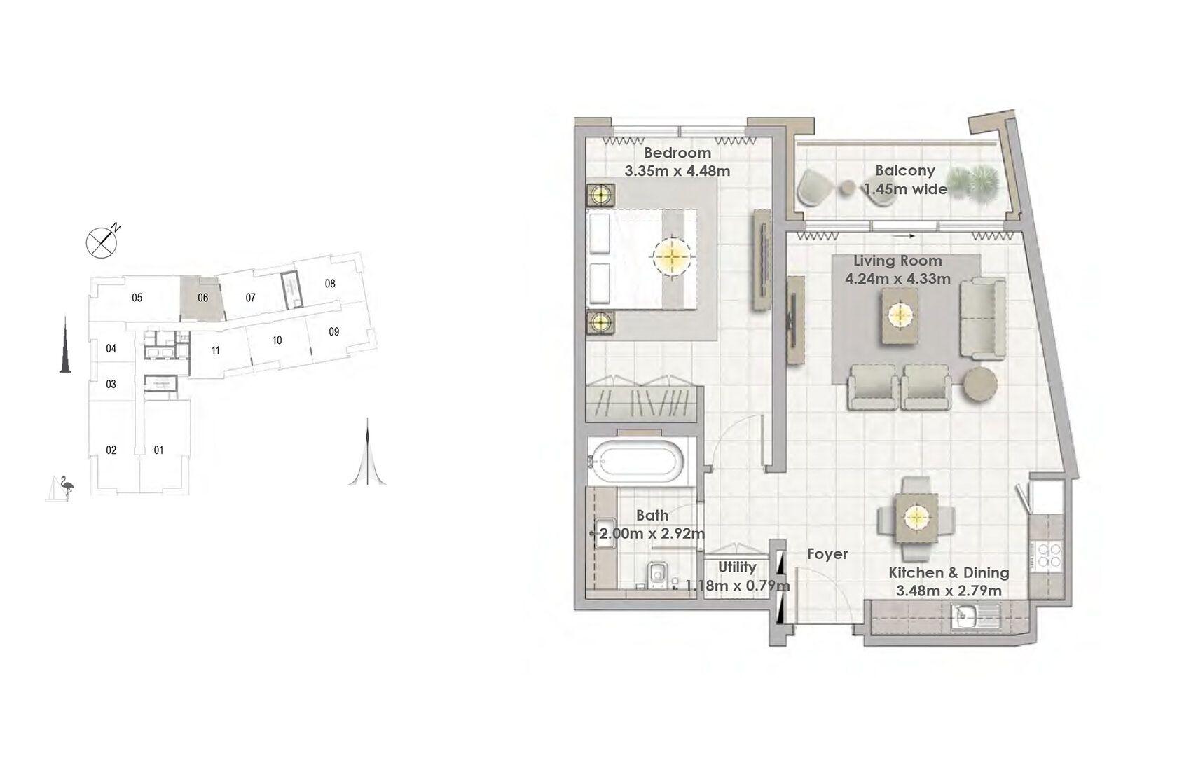 1 BedRoom - Unit 06 - Levels 01-06