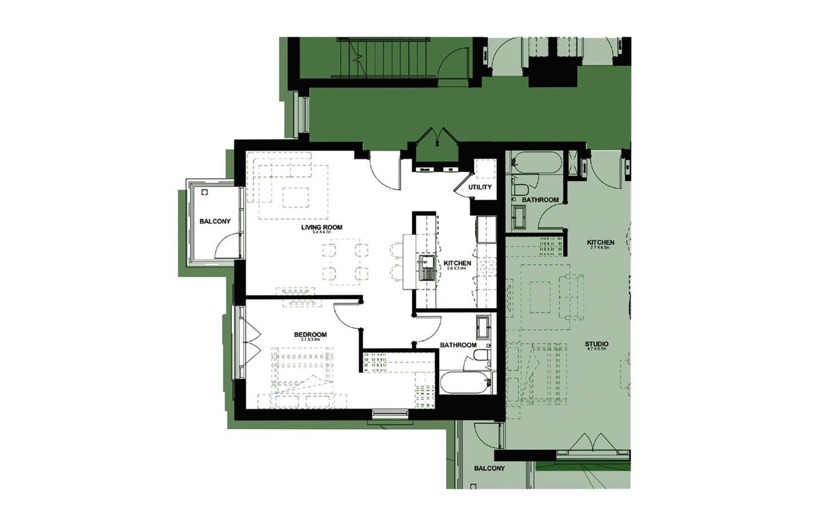 1 Bedroom Type F-1