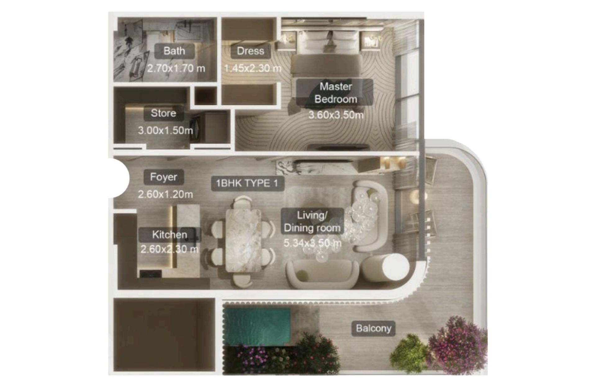 1 Bedroom Type A