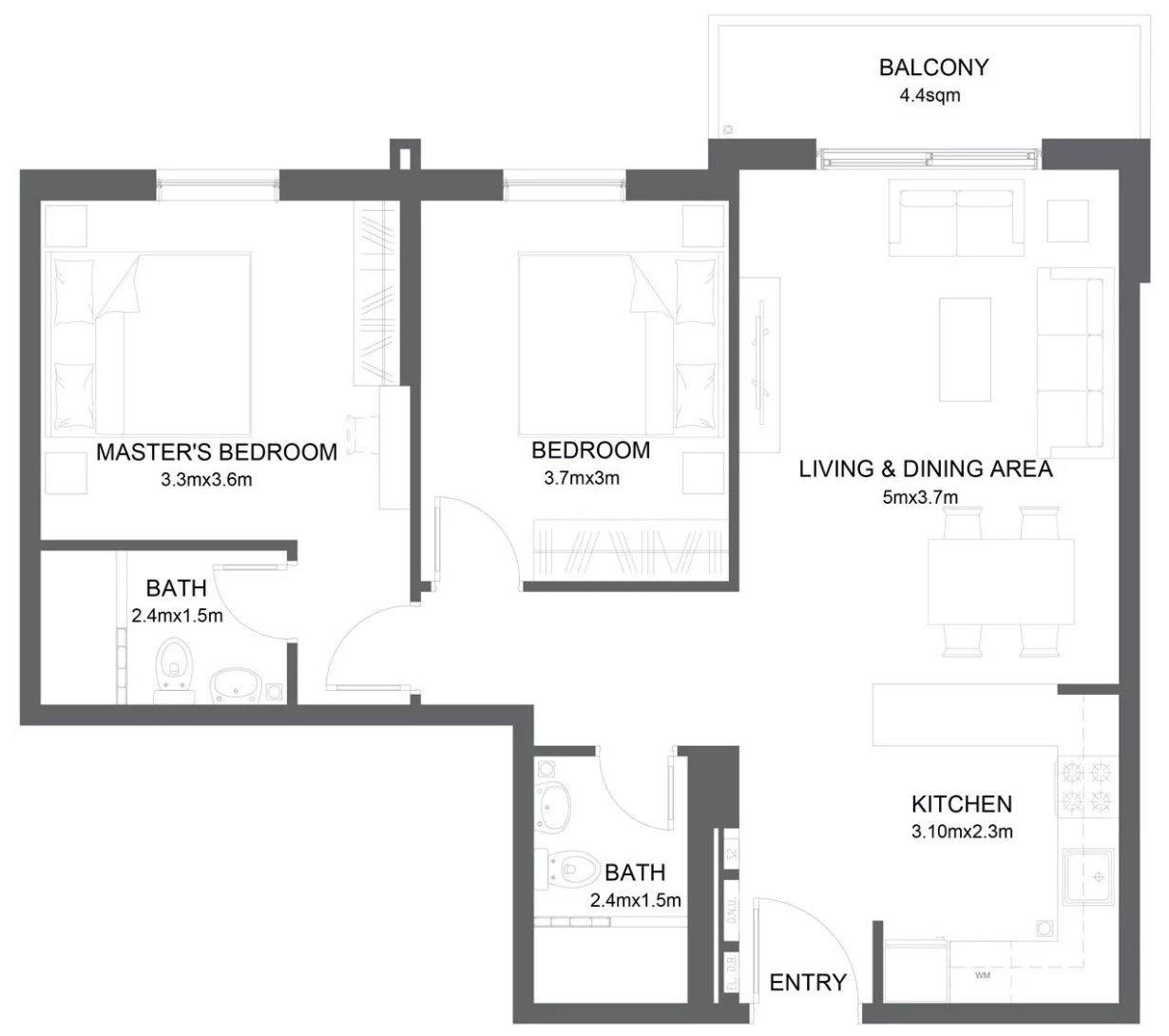 2 Bedrooms