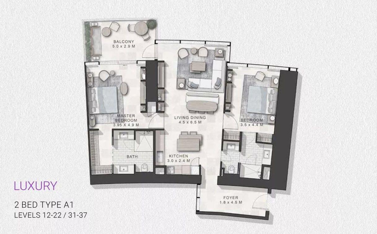 2 Bedrooms - Type A1