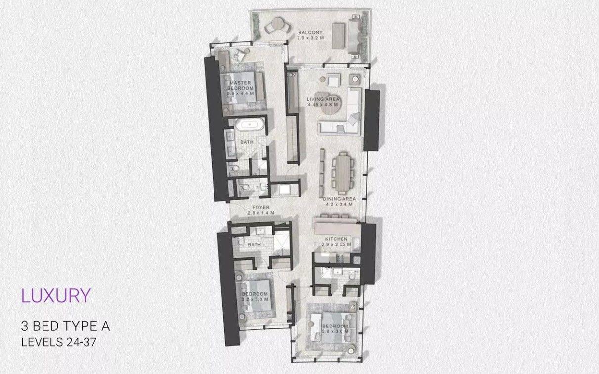 3 Bedrooms - Type A