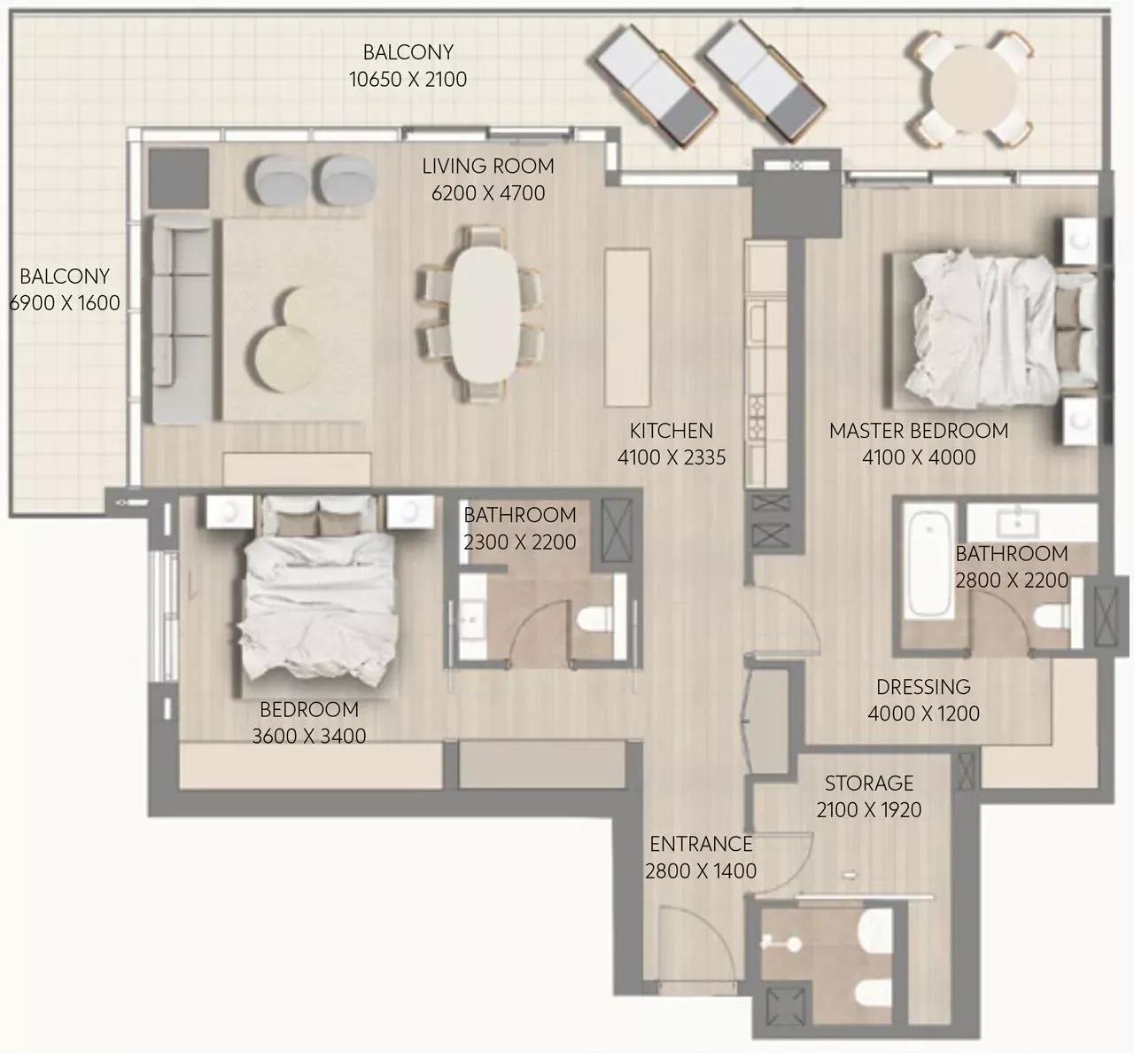 2 BR Apartament.  Type B.