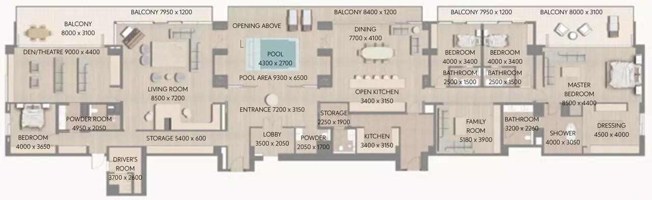 4 BR Penthouse.  Type B.