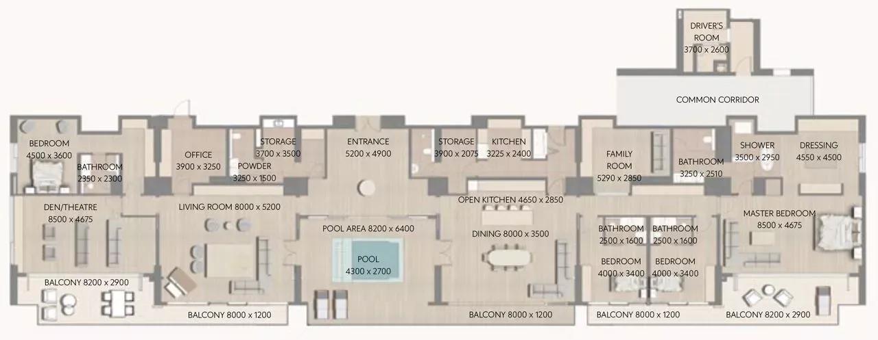 4 BR Penthouse.  Type A.
