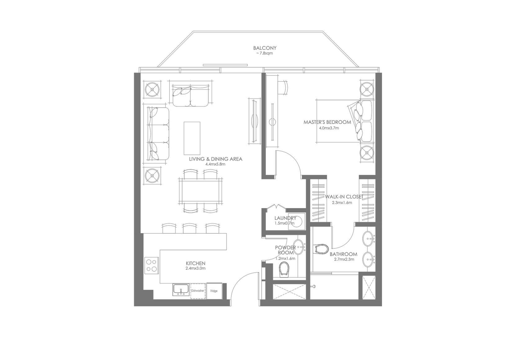 Louvre 1 Bed Apartment Type A