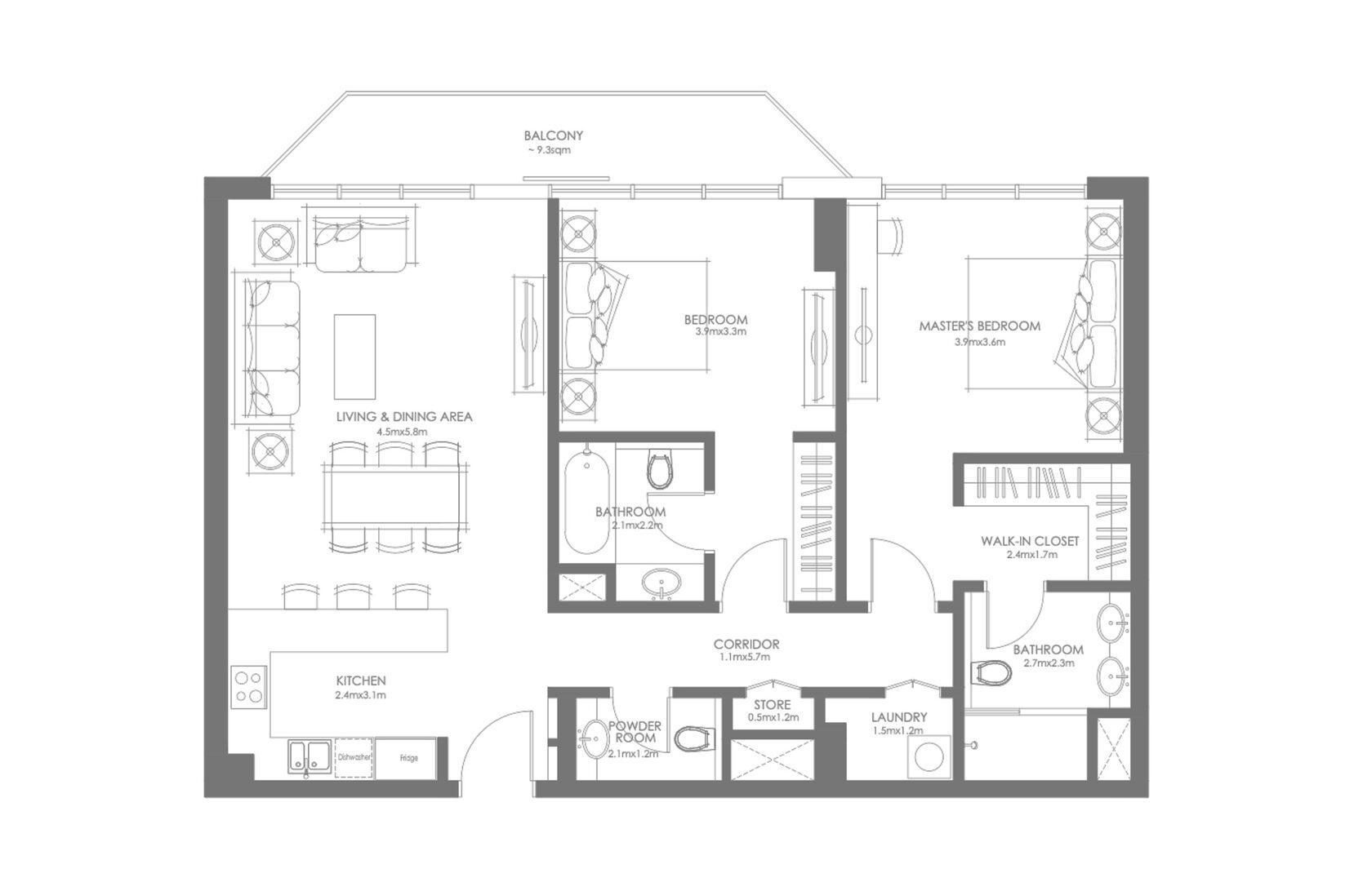 Louvre 2 Bed Apartment Type A