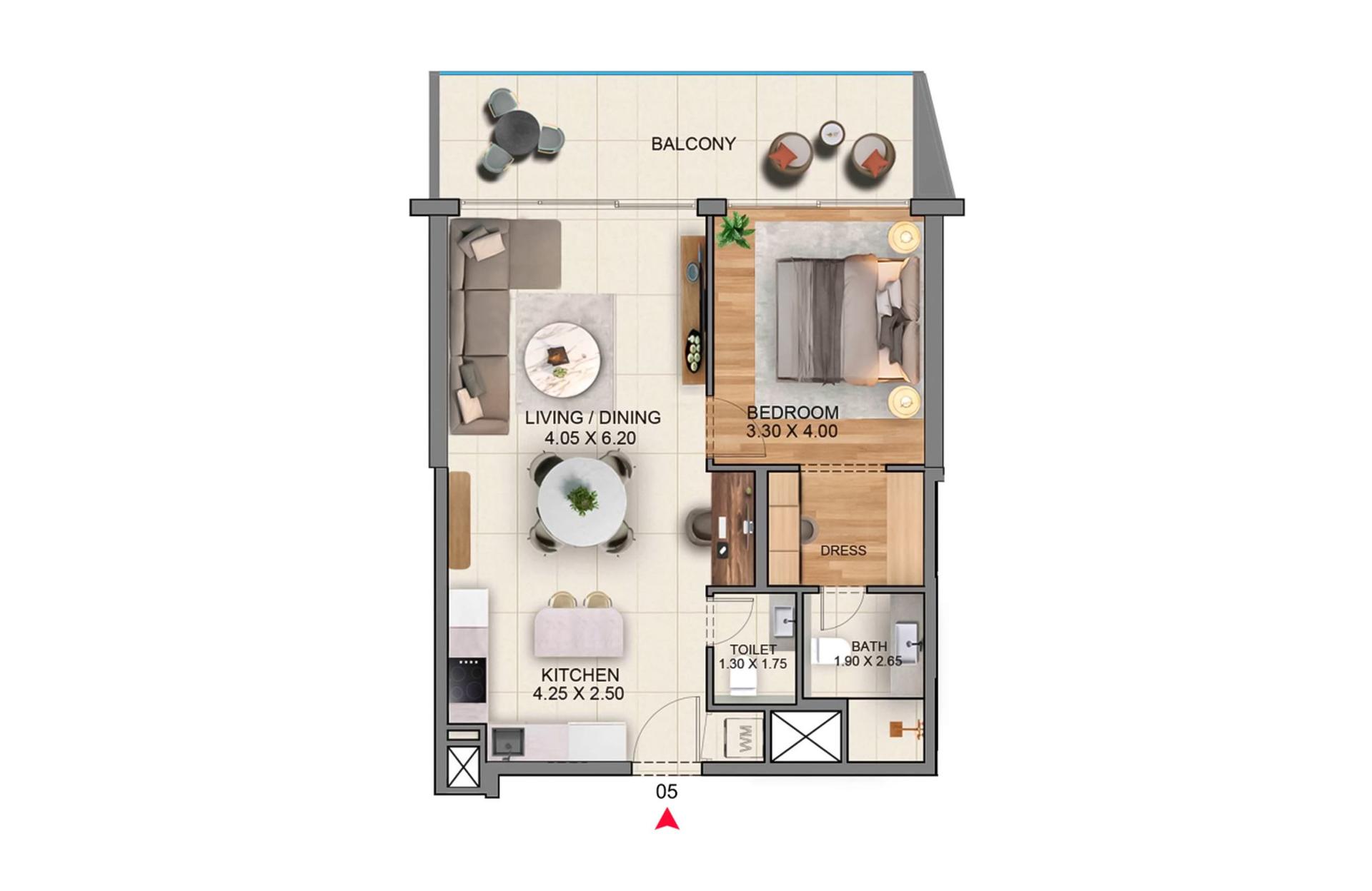 1 Bedroom Type B1