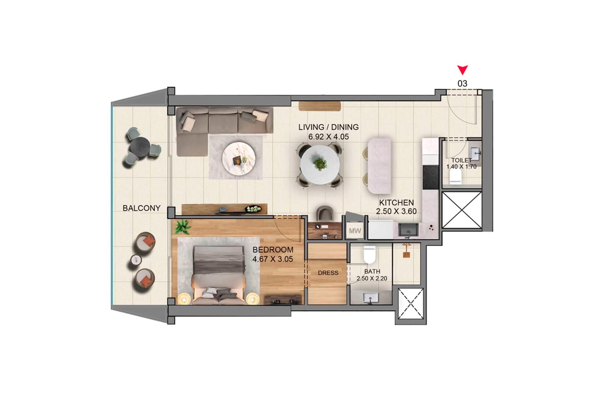 1 Bedroom Type C1