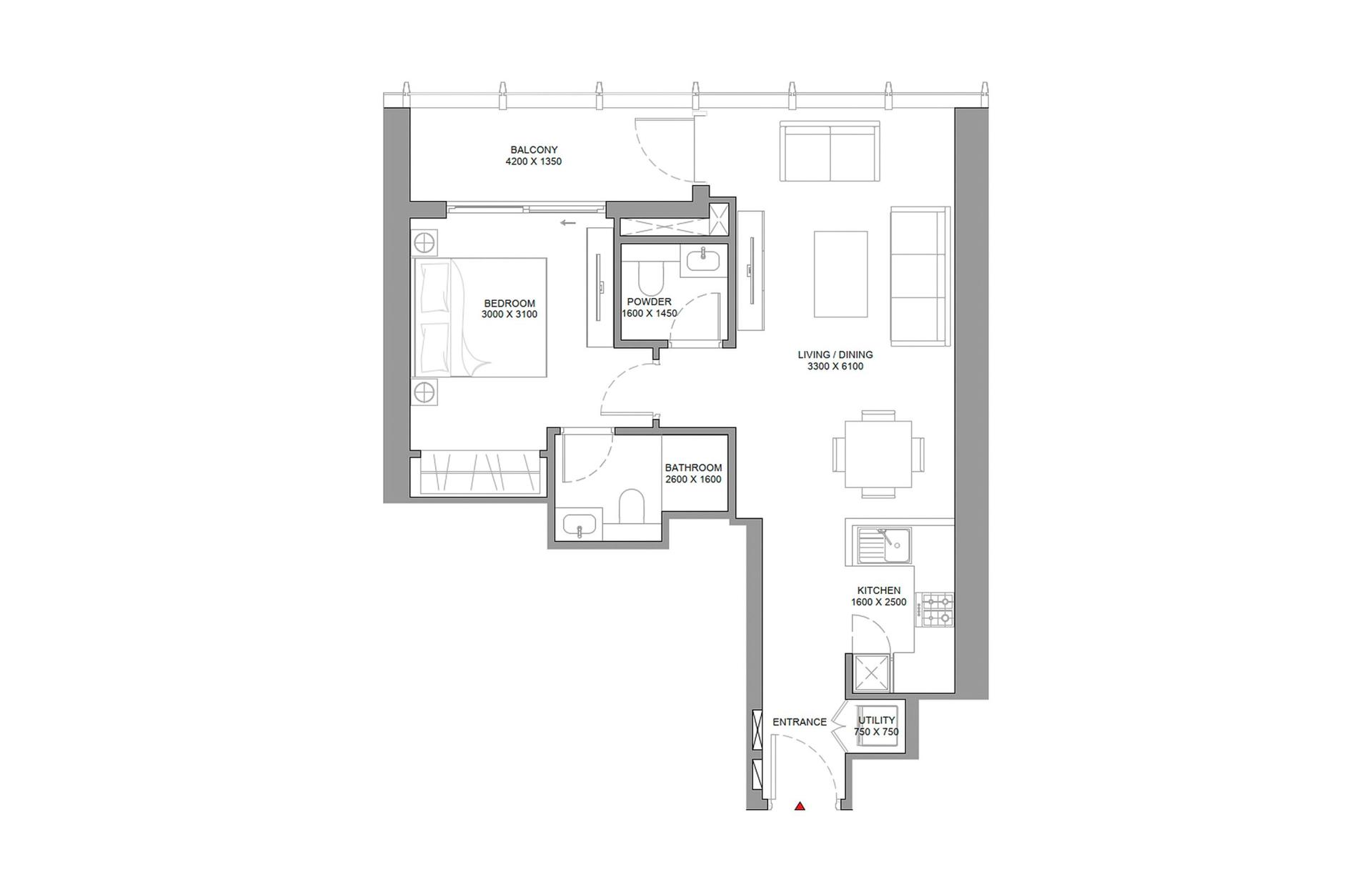 1 Bedroom Type B1