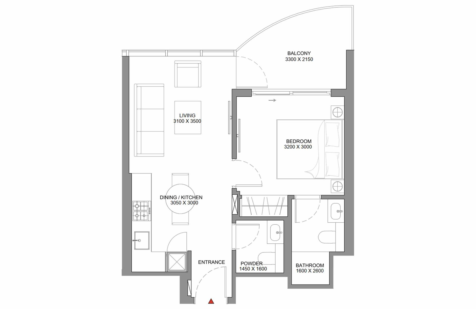 1 Bedroom Type 1 (Tower A)